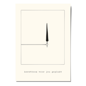 Minimalistische zwart-witte kerstkaart - kerstboom geplukt - DE.sign