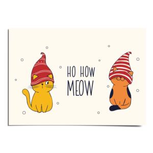 Grappige kerstkaart met twee katten met kerstmutsen - Kerstkittens - De.sign