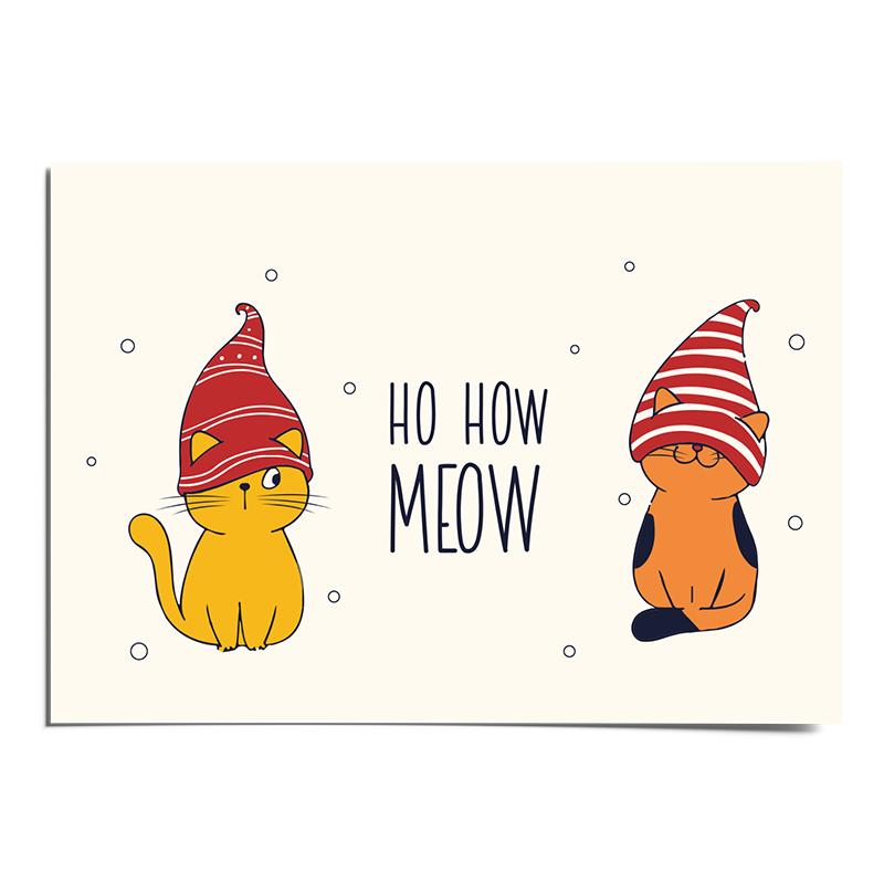 Grappige kerstkaart met twee katten met kerstmutsen - Kerstkittens - De.sign