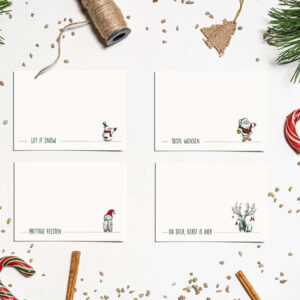 Set van 4 klassieke ne minimalistische kerstkaarten - Klassiek & Sfeervol - DE.sign