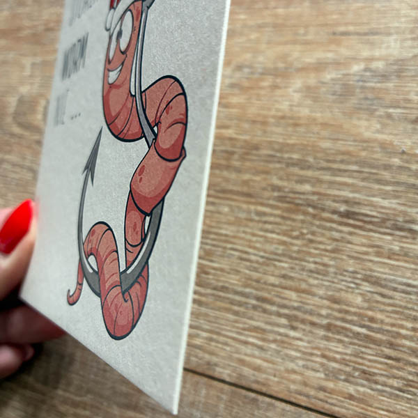 Detail van dikte multiloftkaart - Kerstkaartje sturen? Worm nie ... - DE.sign