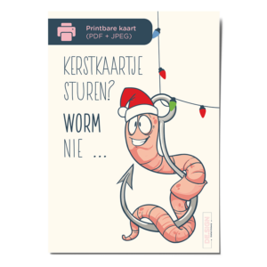 Digitale kerstkaart Worm - Printbare download van DE.sign